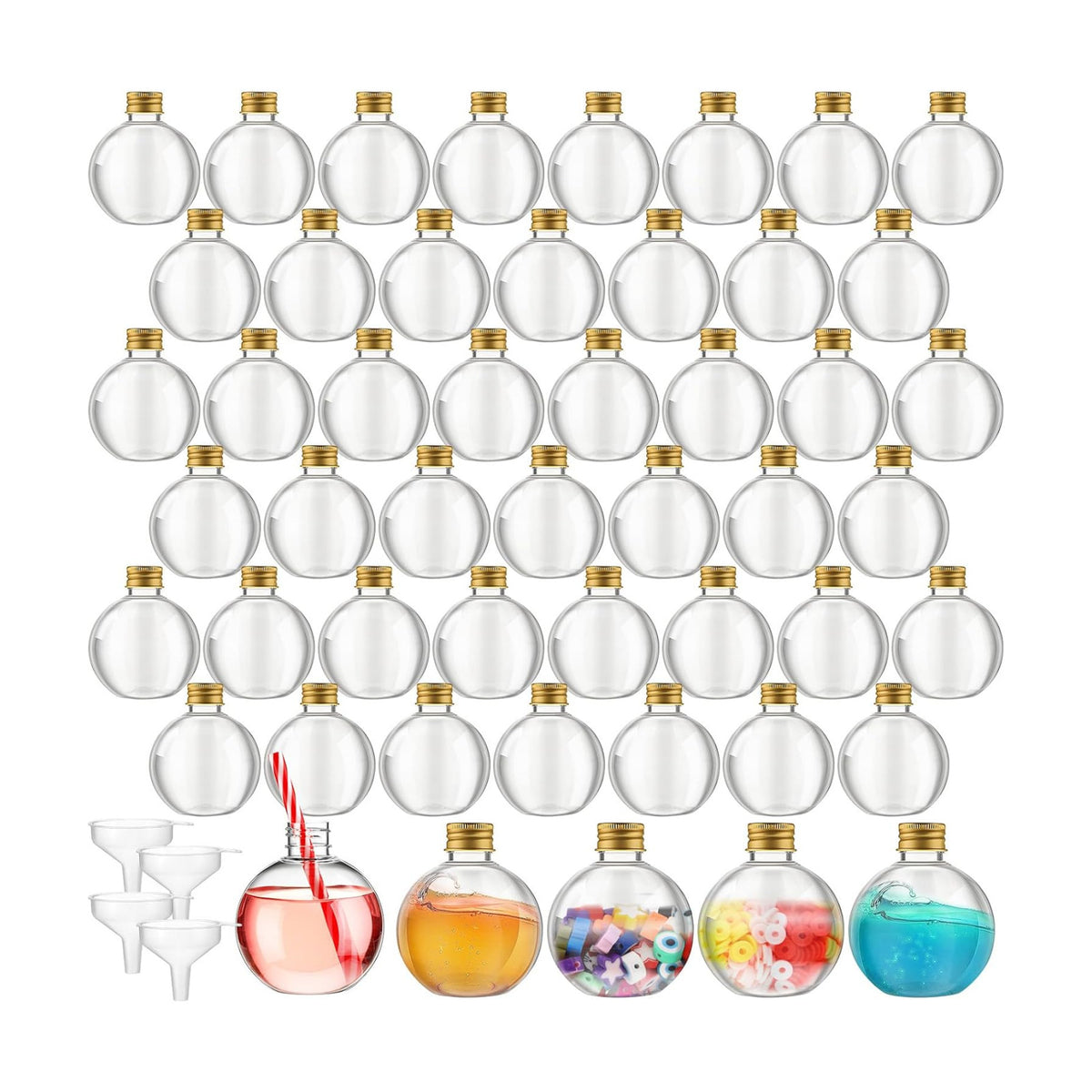 Layhit 50 Pack 6 oz Plastic Potion Bottles with Lids, Gold Aluminum Cap