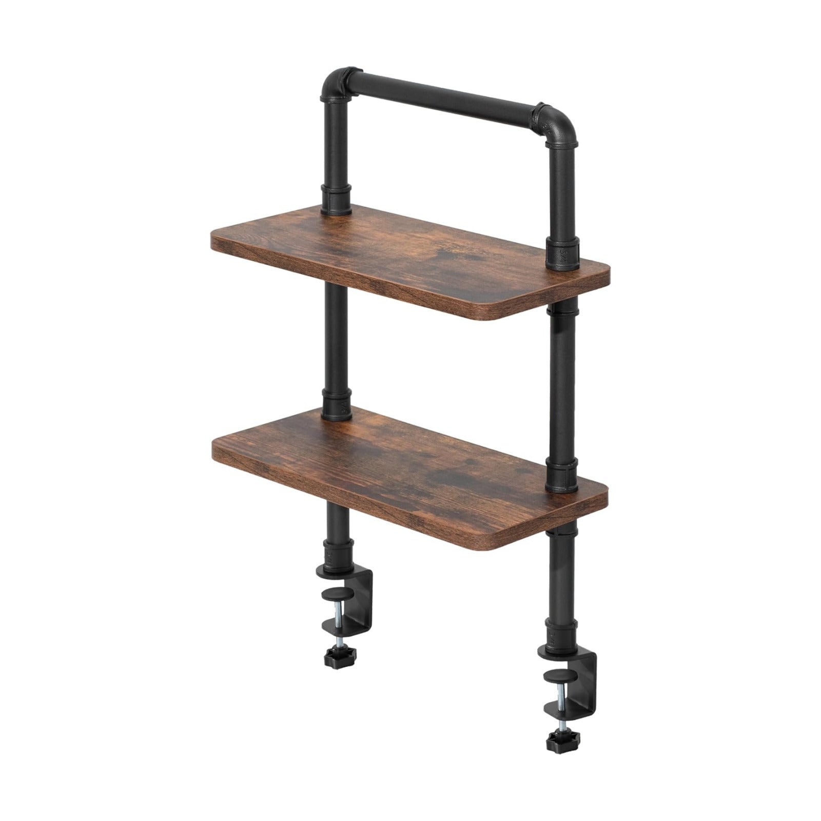 VIVO Clamp-on Premium 16 inch Industrial Pipe 2-Tier Tabletop Shelving, Heavy Duty Desk Extension Organizer, Modern