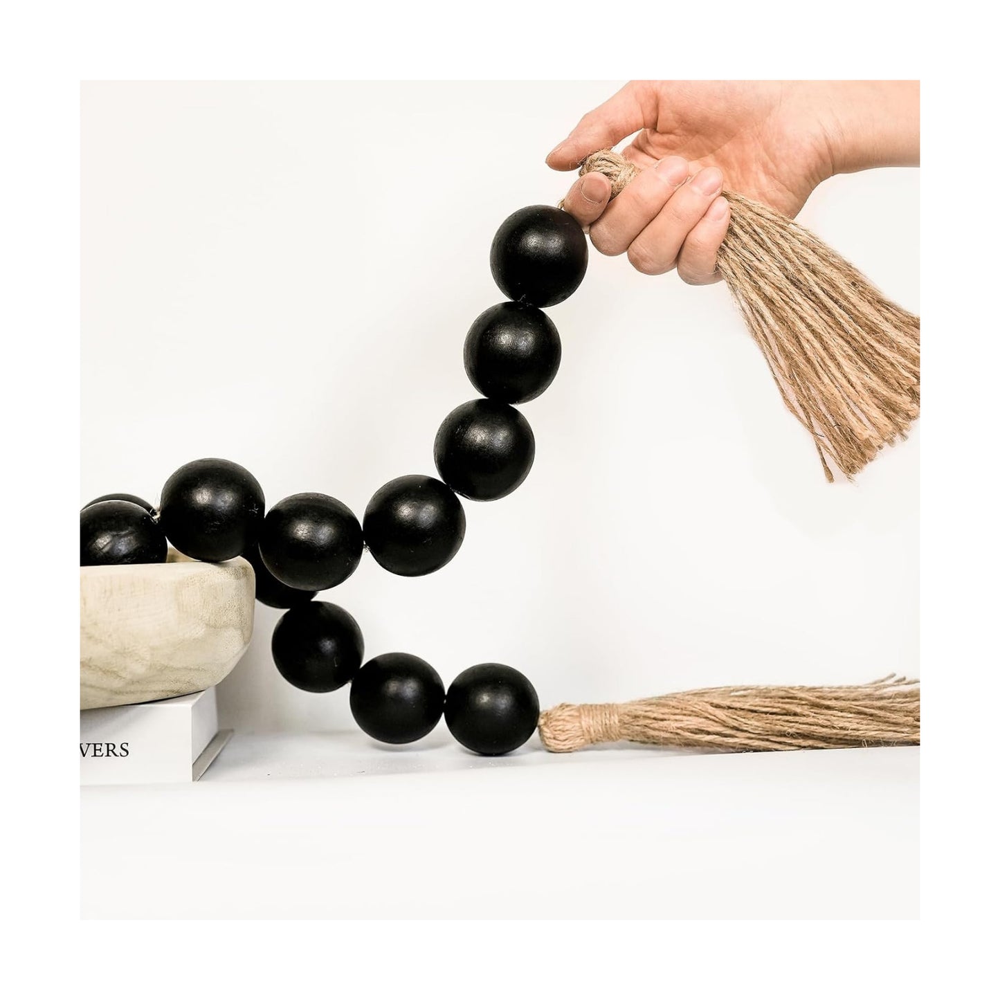 Wooden Beads Garland / 50 Inches / Black