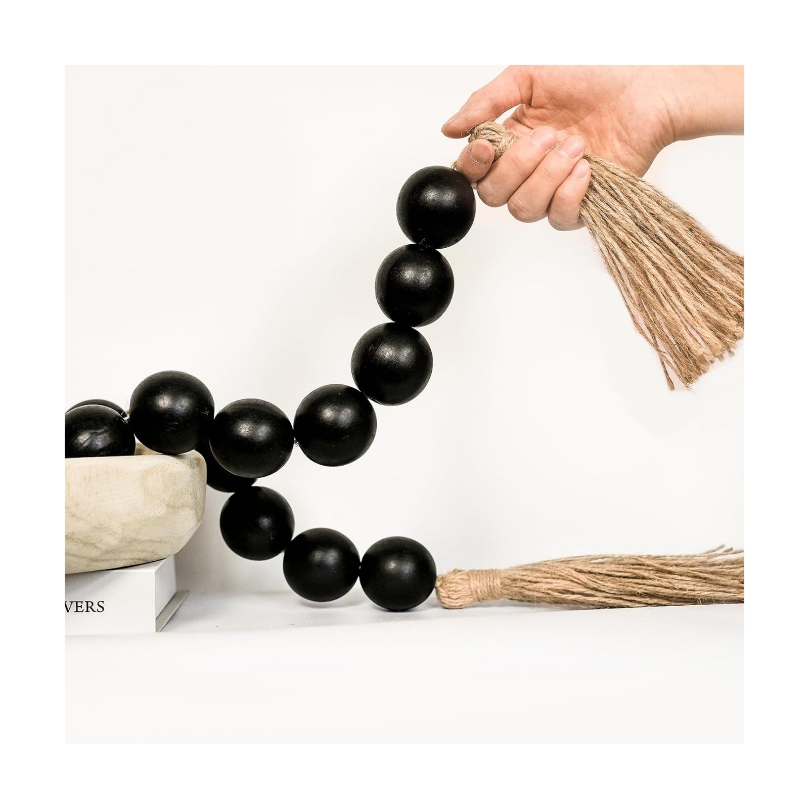 Wooden Beads Garland / 50 Inches / Black