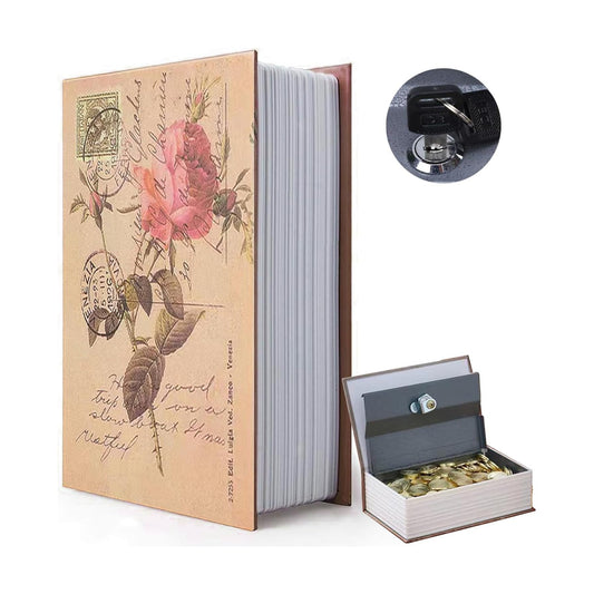 Vintage Faux Book Hidden Safe for Decoration / ROSE / Key