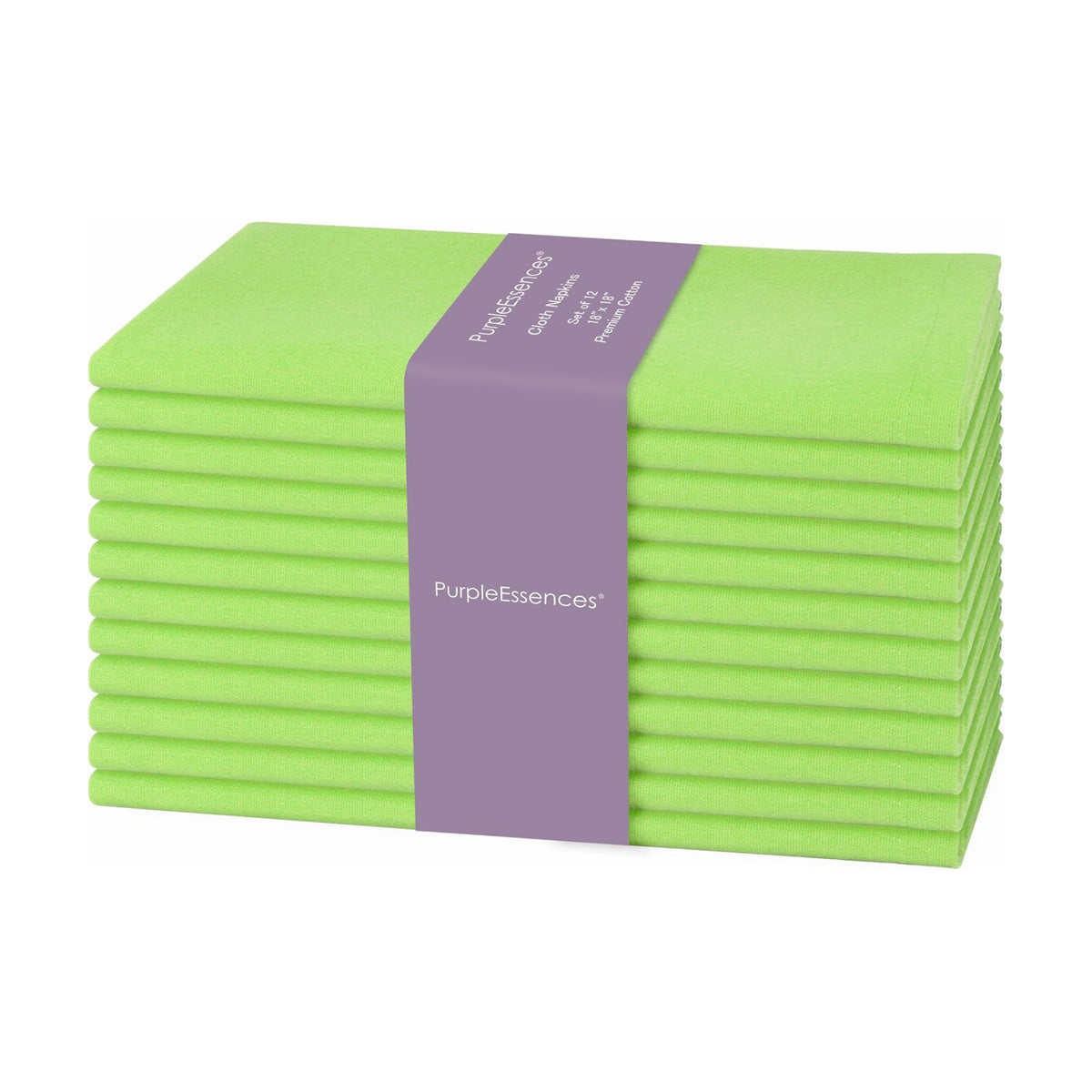 PurpleEssences Cloth Dinner Napkins 18x18 in Set of 12 - Apple Green