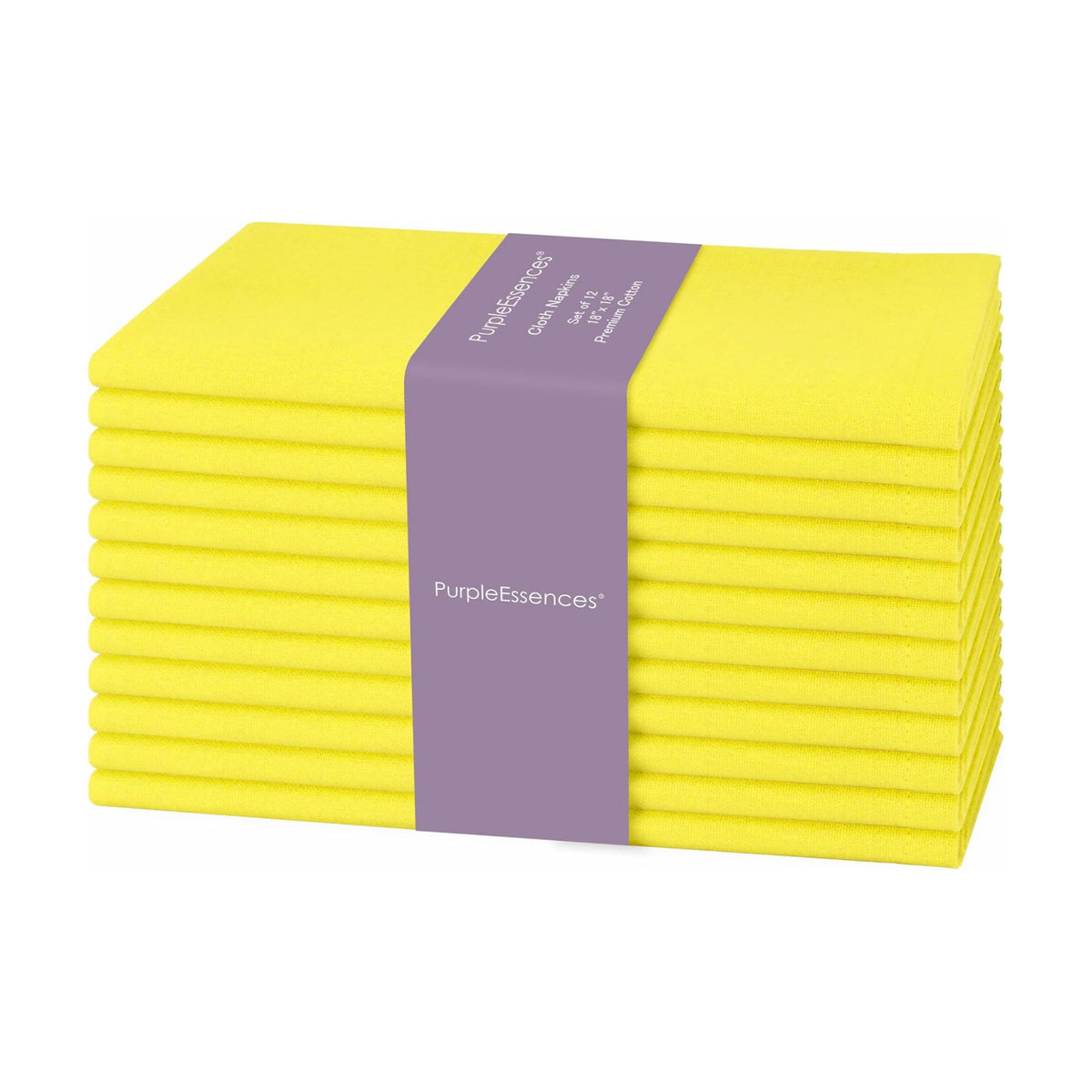 PurpleEssences Cloth Dinner Napkins 18x18 in Set of 12 - Yellow