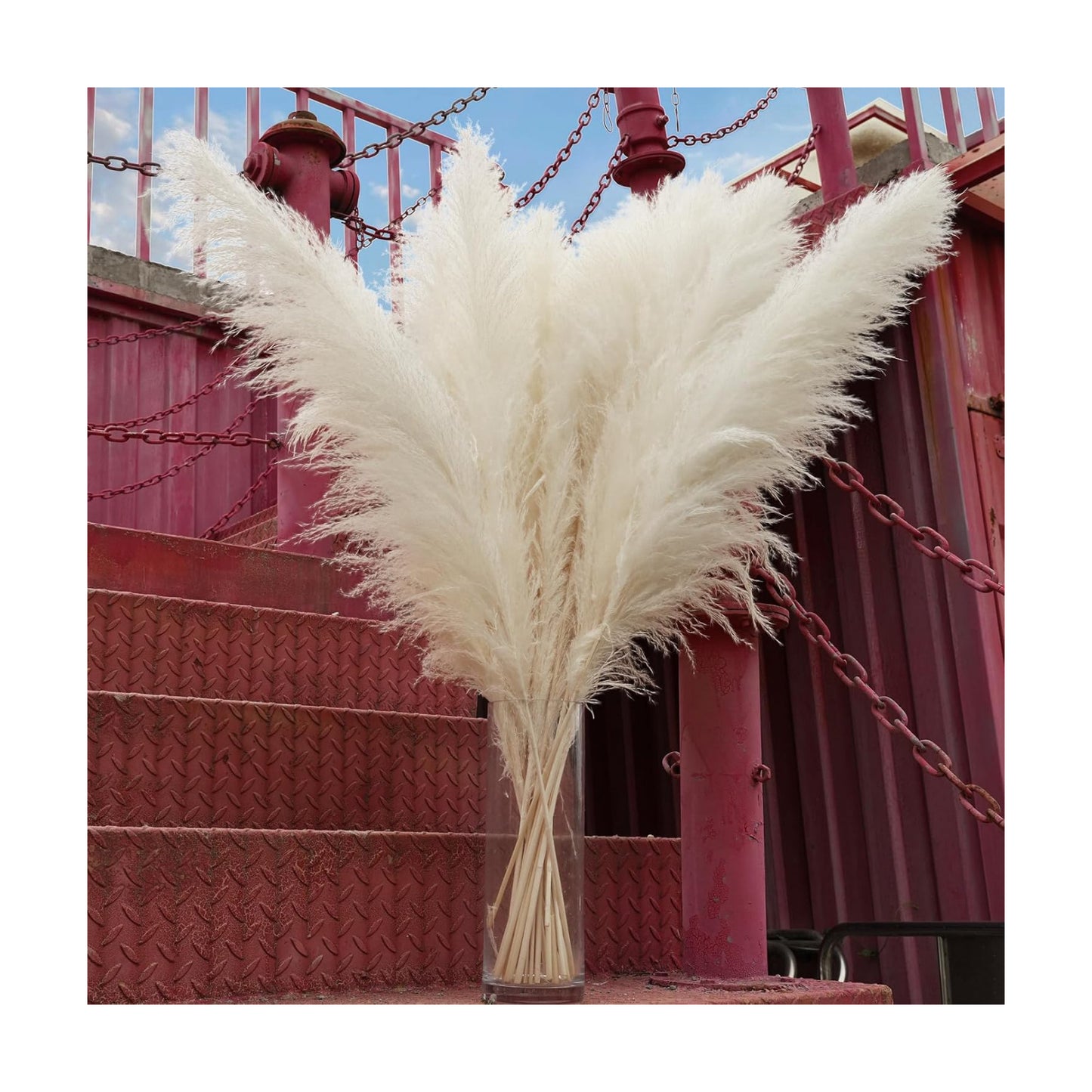 Tall Pampas Grass for Floor Vases / White-40 / Set of 10