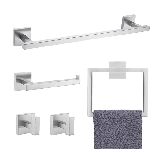 YACVCL Towel Bar Set, 5 Pieces Bathroom Hardware Set Brushed Nickel Bathroom Accessories, SUS304 Stainless Steel Towel