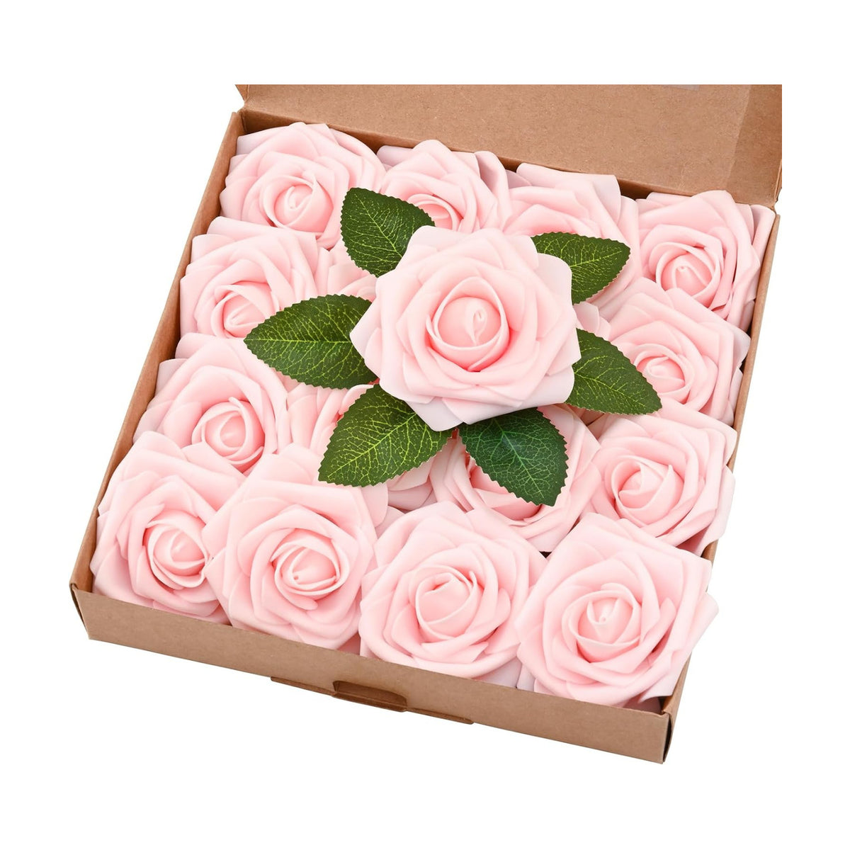 BLEUM CADE 16Pcs Artificial Flowers Fake Foam Roses with Stems for Wedding