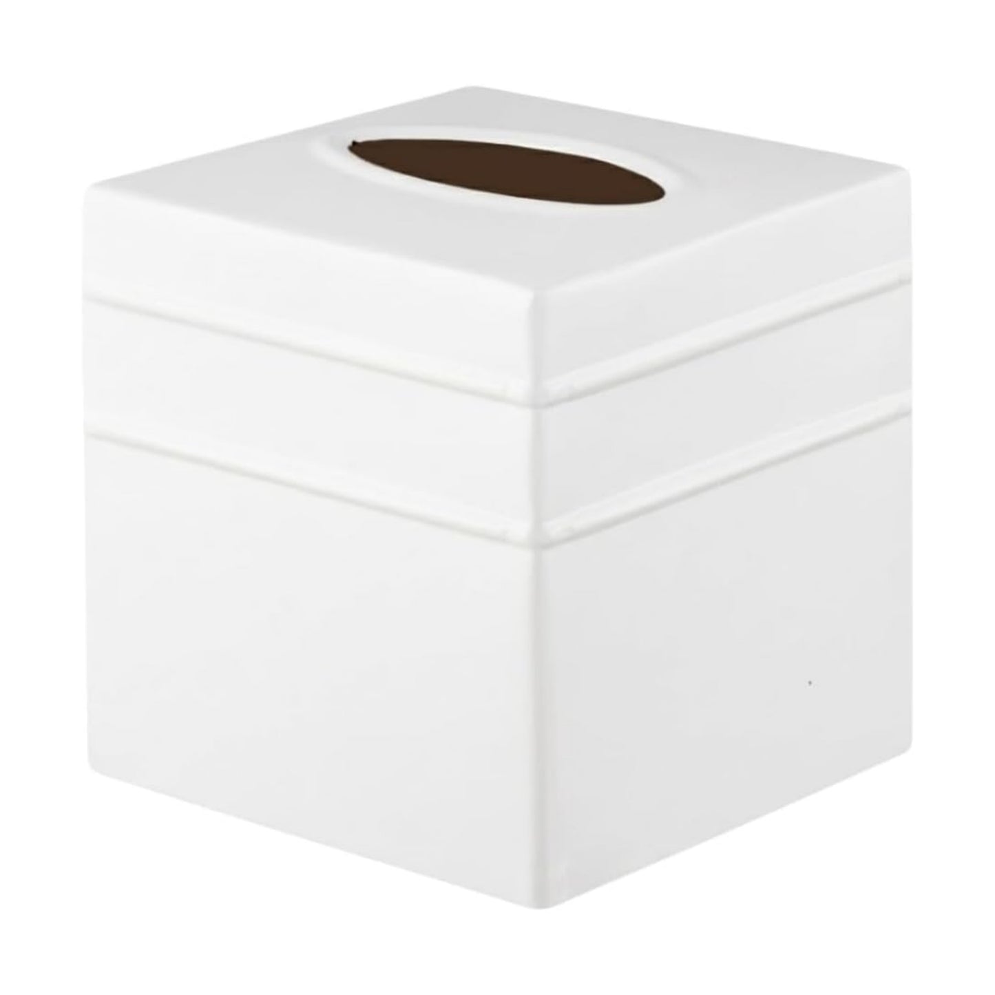 Handcrafted White Metal Tissue Holder Box / Border Embossed / Classic White