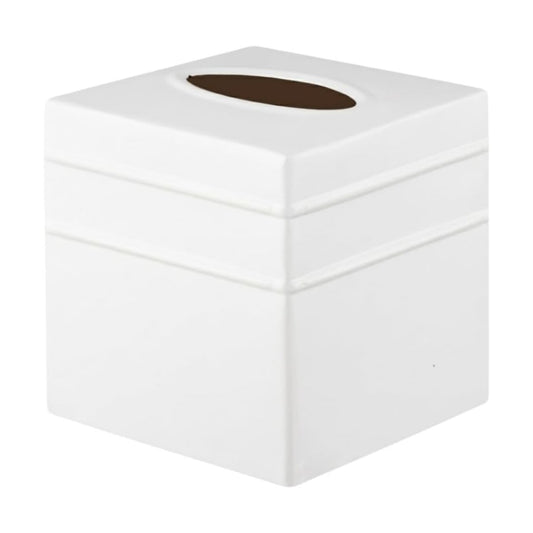 Handcrafted White Metal Tissue Holder Box / Border Embossed / Classic White
