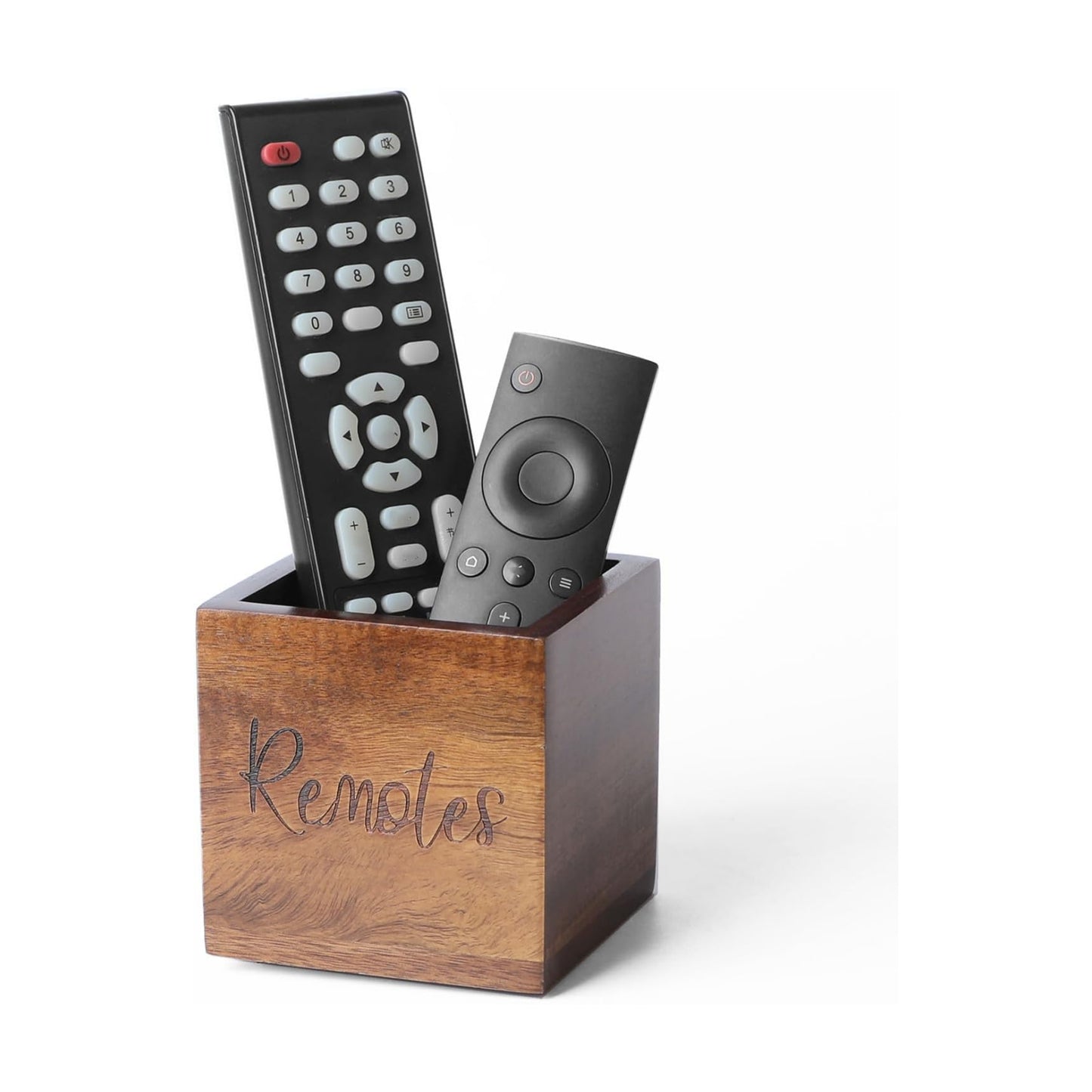 Acacia Wood TV Remote Holder / Brown-for 2 or 3 Remote Controls