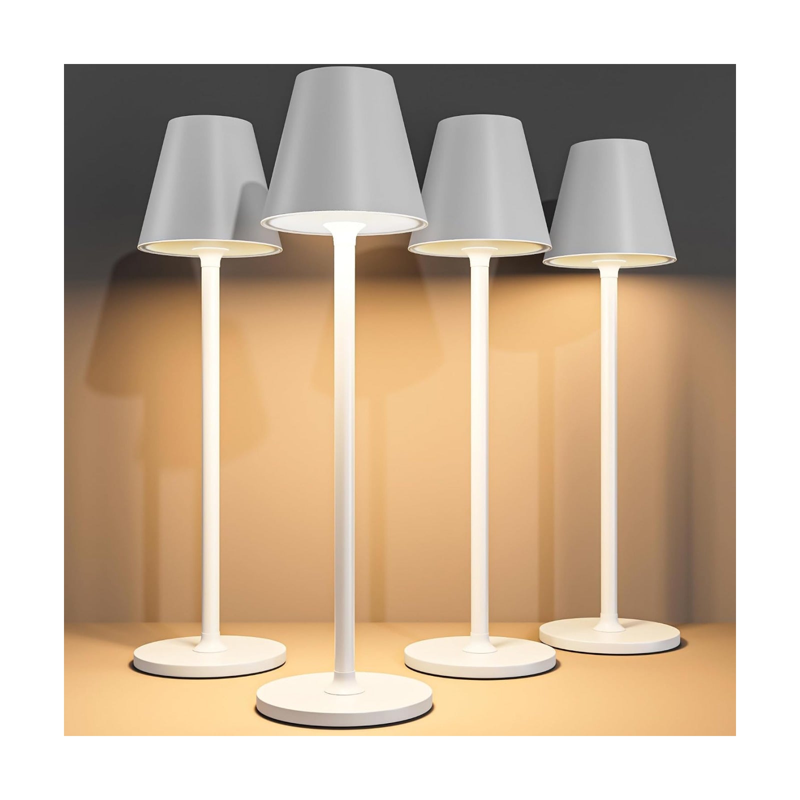 Timjorman 4-Pack Cordless Table Lamps - 5000mAh Rechargeable Battery Operated Desk Lamp, 3-Level Dimmable LED Night