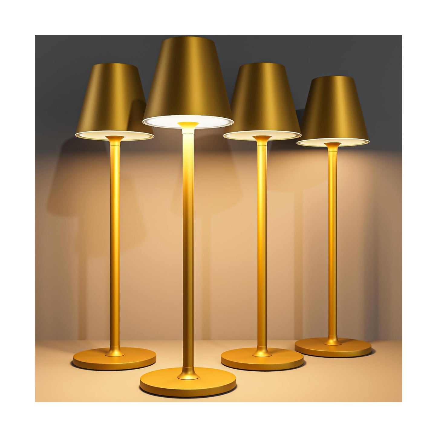 Timjorman 4-Pack Cordless Table Lamps - 5000mAh Rechargeable Battery Operated Desk Lamp, 3-Level Dimmable LED Night