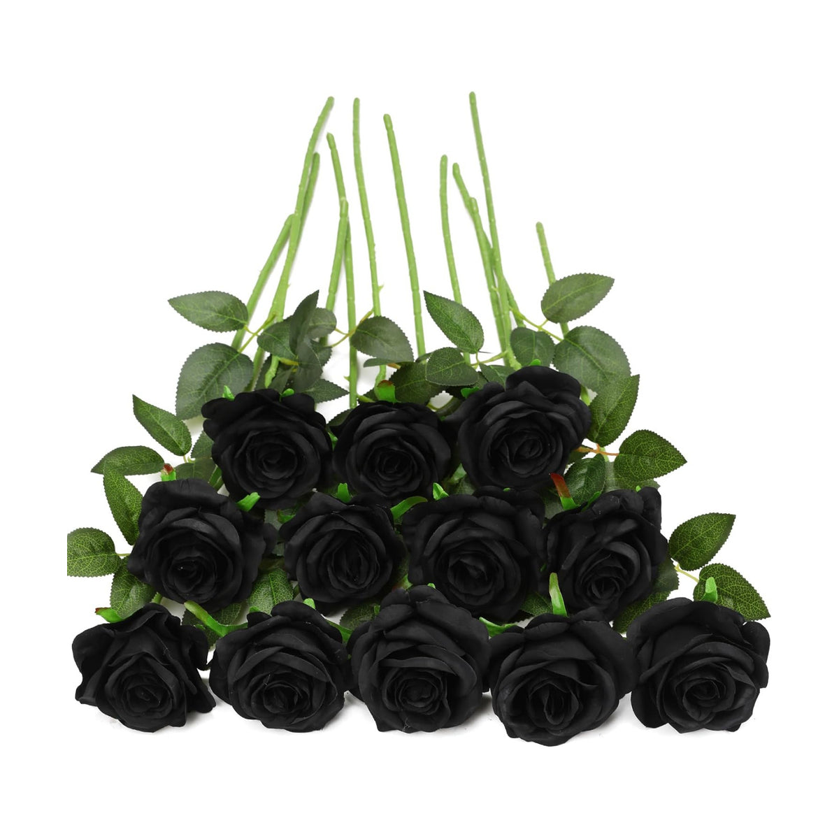 Black Fake Roses Artificial Flowers - 10 Pcs Fake Artificial Roses Silk Flowers with Stems for Home Wedding Hotel Office Centerpiece Decor