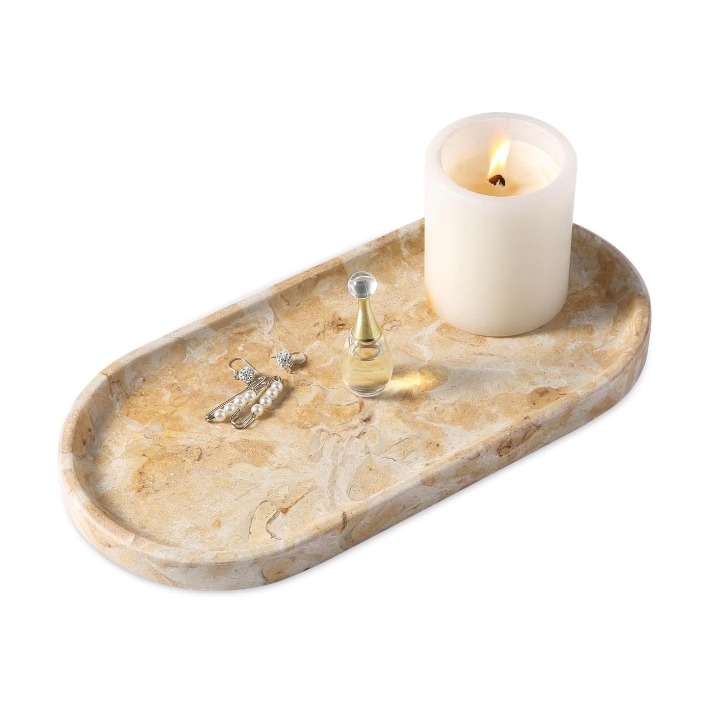 Egypt Natural Marble Tray / Gold Marble-pearlly Yellow / 12 x 6 x 0.8