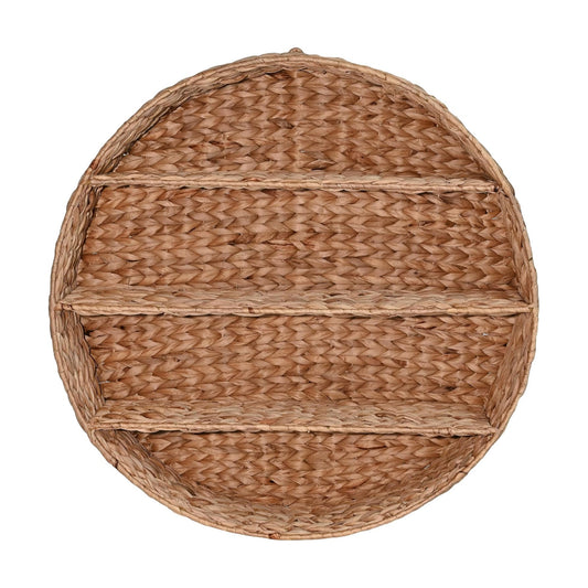 WRK1000A Annulus 24.5" 3-Shelf Circular Handwoven Hyacinth Wall Rack for Entryway / Natural / 24.61