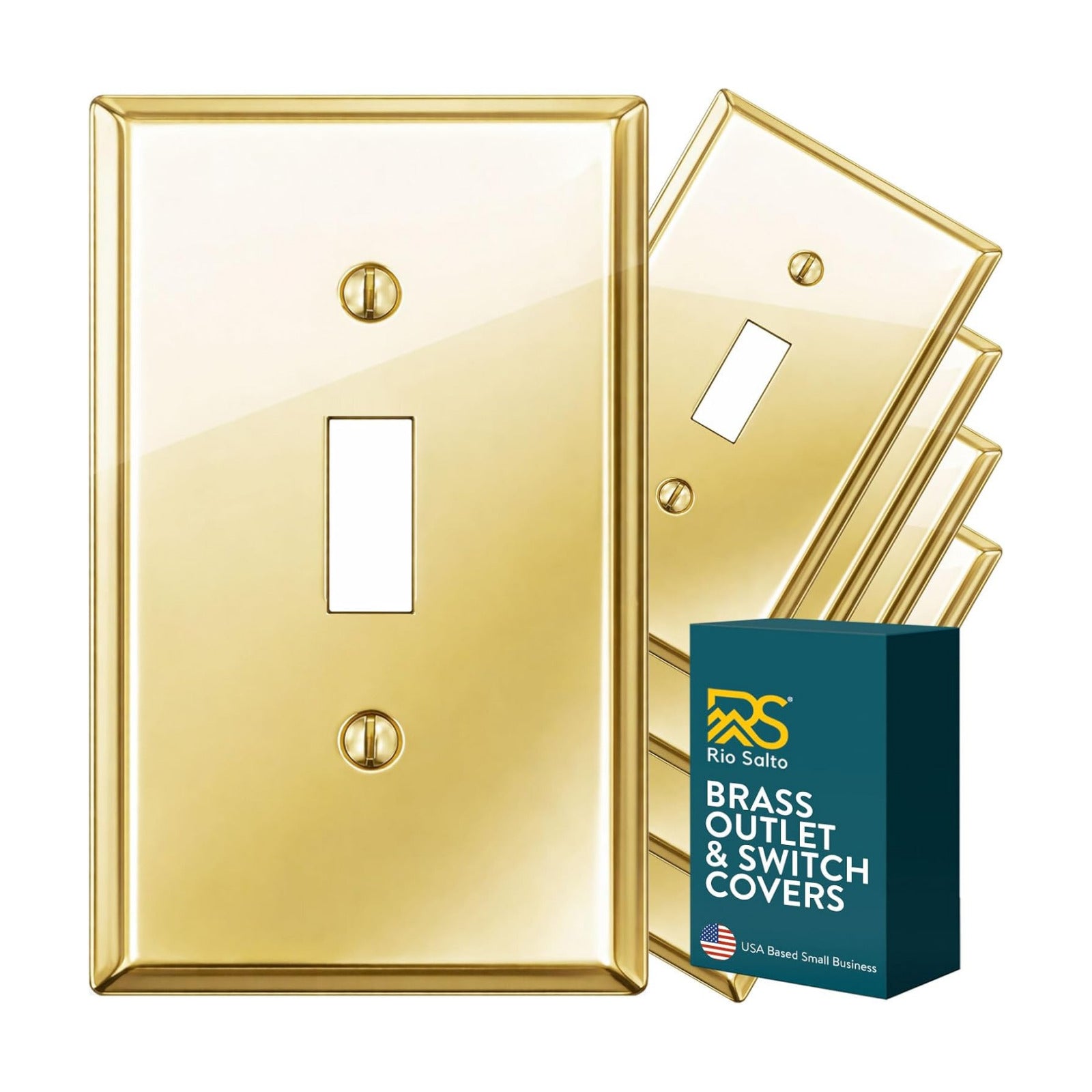 Rio Salto BRASS High Polished Gold Toggle Flip Switch Light Switch Cover – Signature Collection Premium Outlet Covers