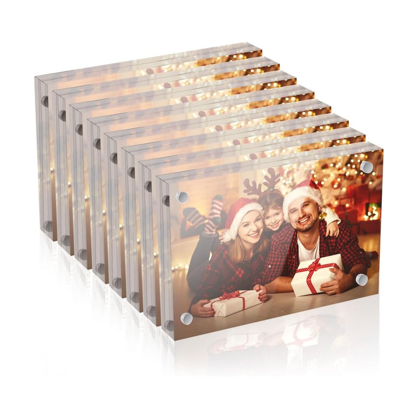 8 Pack 4 x 6 Acrylic Picture Frames, 20mm Magnetic Floating Photo Frames | Clear Frameless Magnetic Double Sided Photo