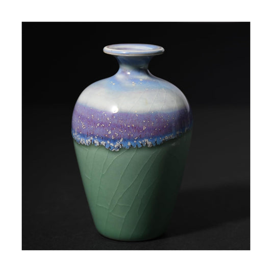 Glazed Porcelain Mini Tiny Vase Ceramic Mini Crackle Ice Pattern for Decoration / Plum, Emerald