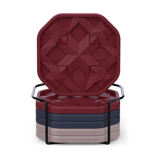 Tailored Holder / Modern Home Bar or Aesthetic / W/ Holder / 13. Burgundy and Blue / Set of 6