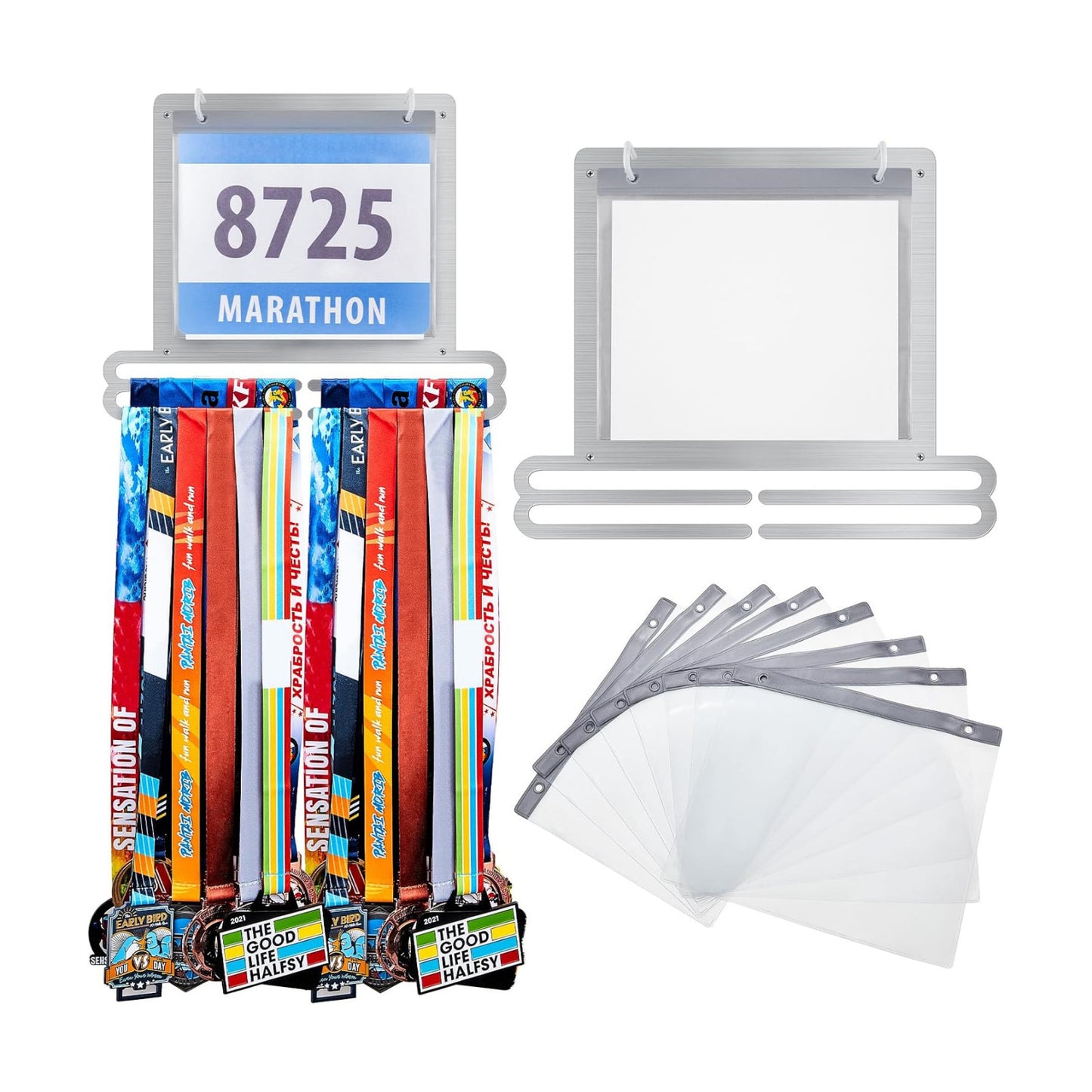Race Medal and Bib Display Medal Hanger Running Bib Holder Wall Mounted Hanging Rack Stands Gifts for Runners