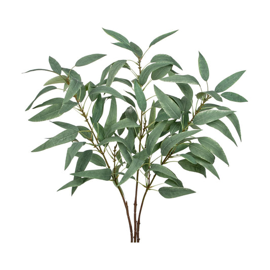 Faux Eucalyptus Stems Willow Eucalyptus Leaves 34" Long Fake Salix Leaves / Gray Green / Set of 3
