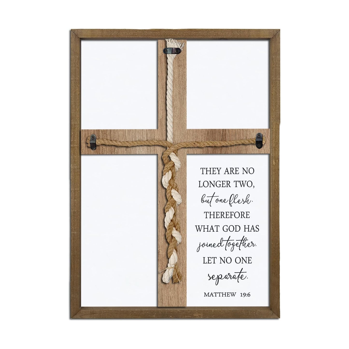 6 What God Has Joined Sign " Cord of Three Strands Braid / 15"lx10"wx1.1"h / Wood Matthew / 15 x 10