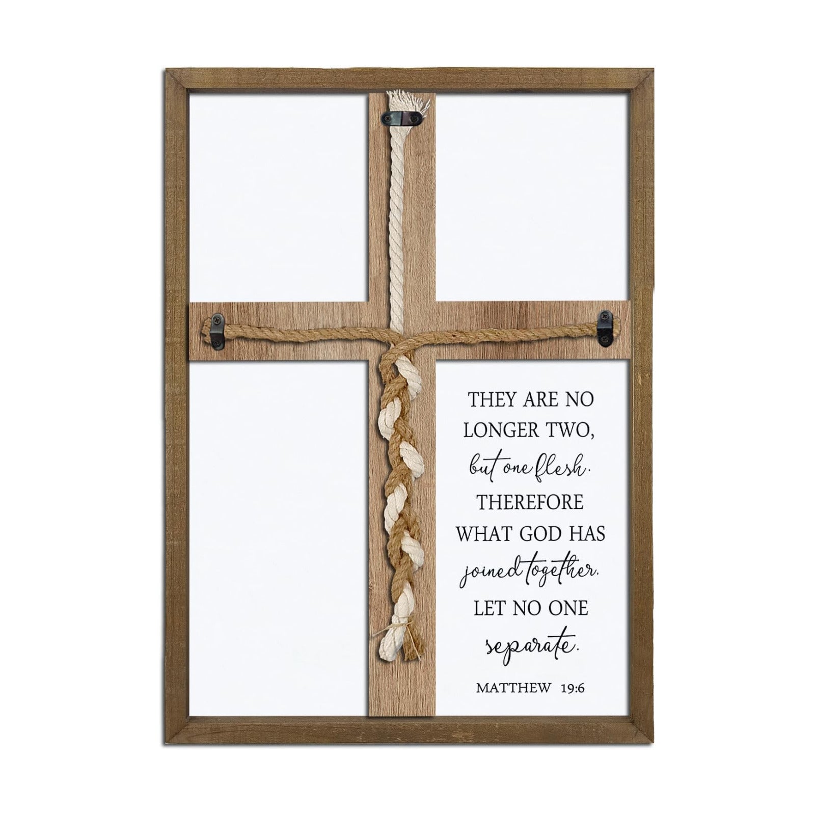 6 What God Has Joined Sign " Cord of Three Strands Braid / 15"lx10"wx1.1"h / Wood Matthew / 15 x 10