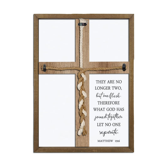 6 What God Has Joined Sign " Cord of Three Strands Braid / 15"lx10"wx1.1"h / Wood Matthew / 15 x 10