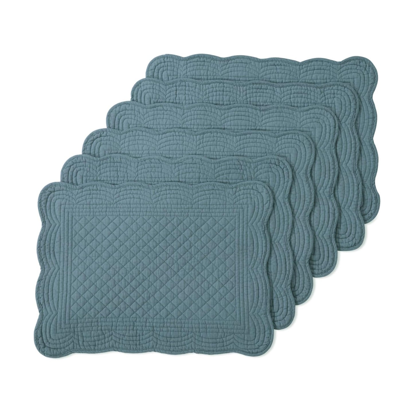 100% Cotton Quilted Placemats Set of 6,Washable Cloth Table Placemats for Kitchen & Dining Table