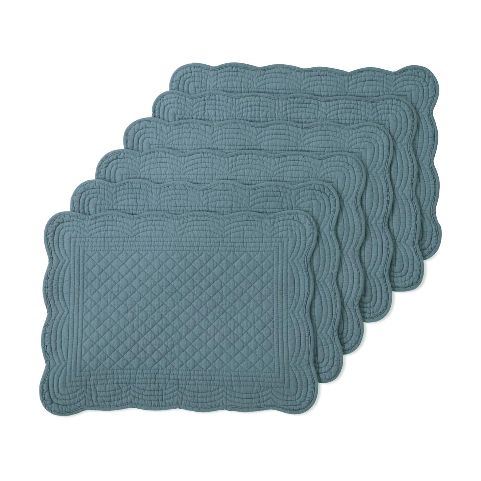 100% Cotton Quilted Placemats Set of 6,Washable Cloth Table Placemats for Kitchen & Dining Table