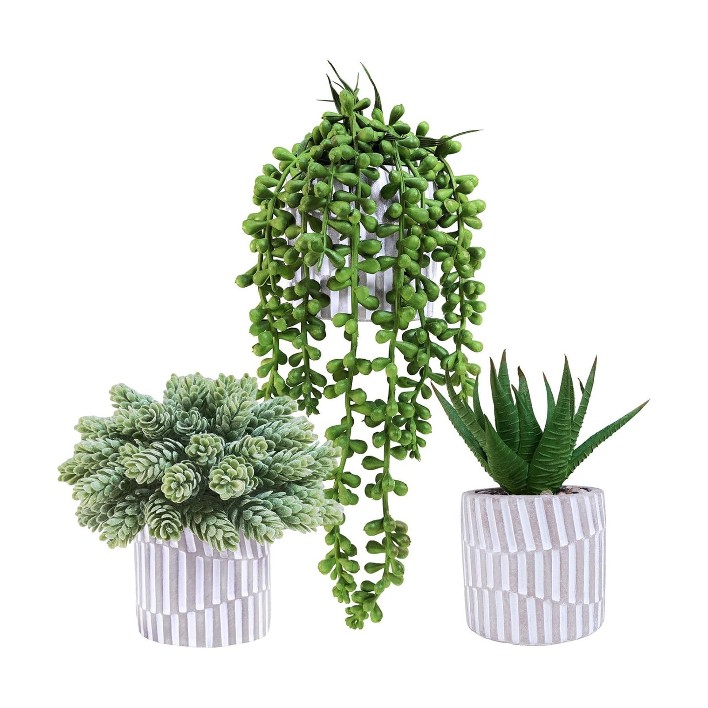 Small Faux Succulent Plants Fake String of Pearls Aloe Hops Succulents / Gray / Set of 3