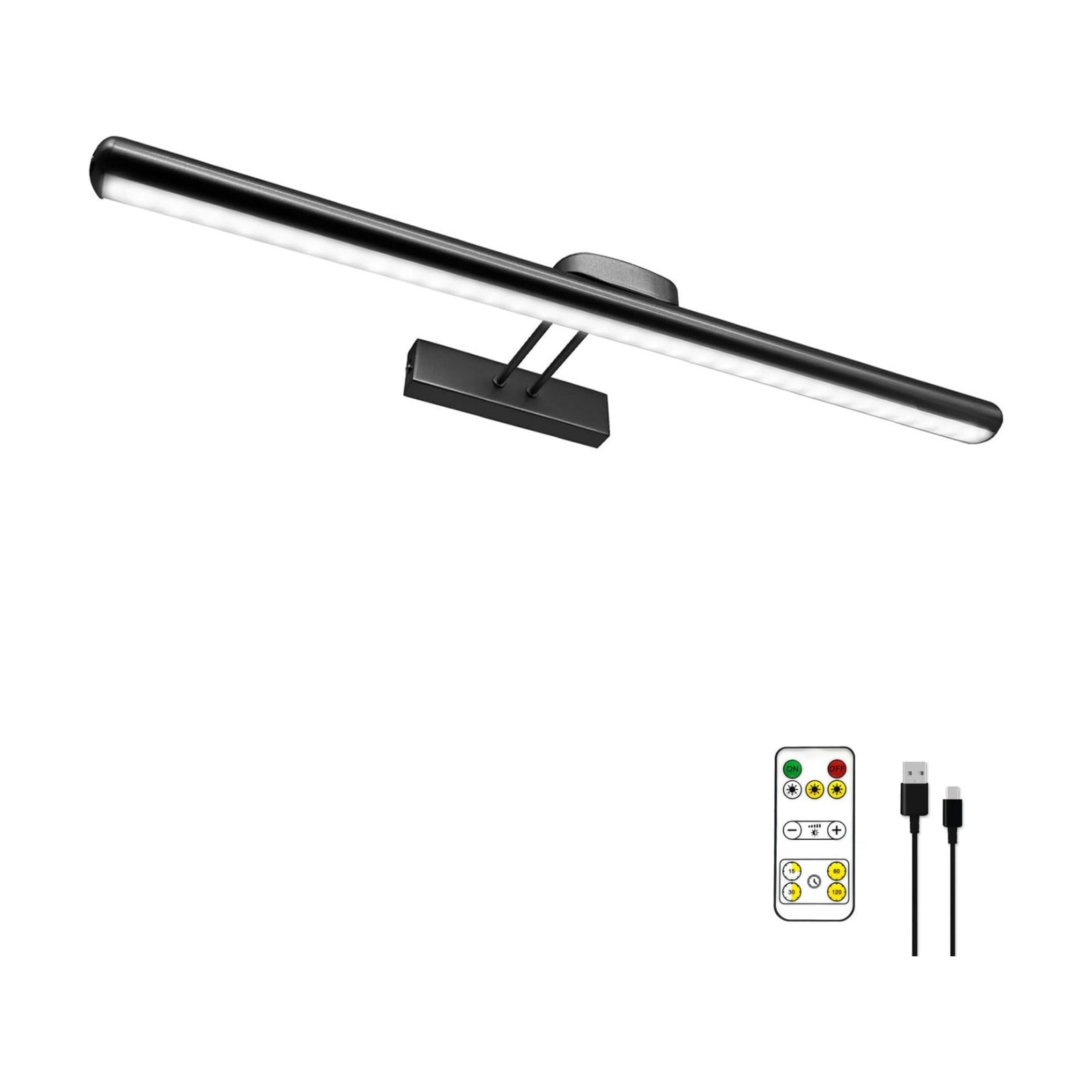 MQOUO 24.4" Wireless Picture Lights, Rechargeable Battery Art Display Light with Remote Control, Dimmable/Timer Off