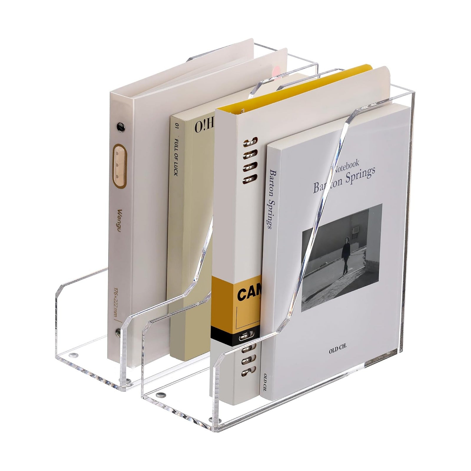 SANRUI Acrylic Desk Organizer, 3-lot Vertical File Organizer, 2-Pack Clear | Magazine Holders, Upright File Sorter for