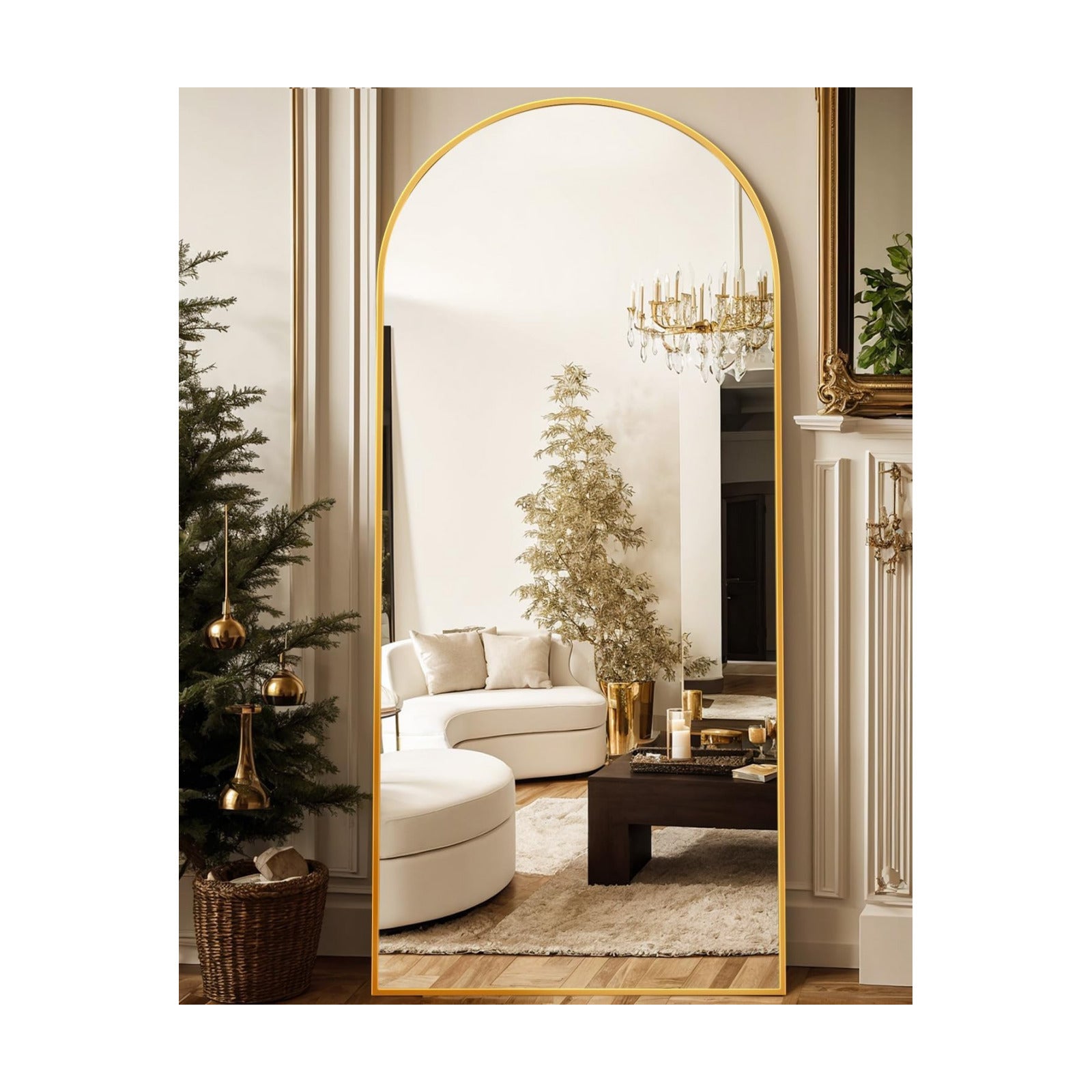Antok 76" x34” Arched Full Length Mirror, Floor Mirror with Stand,Gold