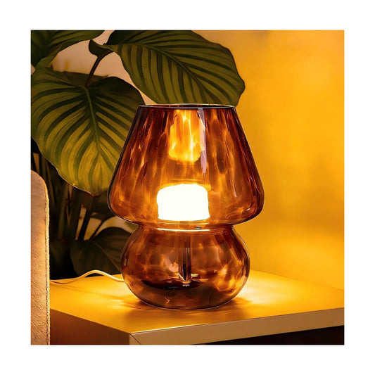 USB Plug-in Vintage Mushroom Lamp Small Bedside Table Lamp / Golden Amber