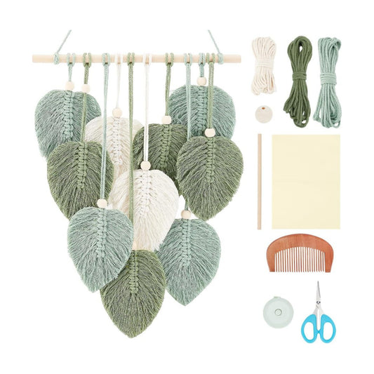 DIY Macrame Leaf Wall Hanging Beginners Macrame Kit Leaf Woven Tapestry Feather Wall Hanging DIY