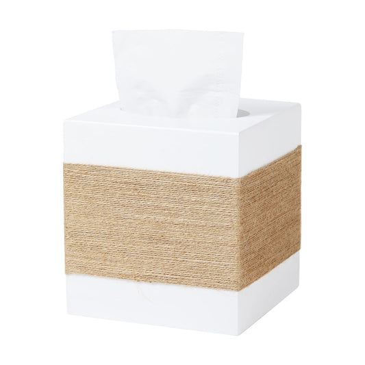 Wood Tissue Box Cover Square / Hemp-rope-square