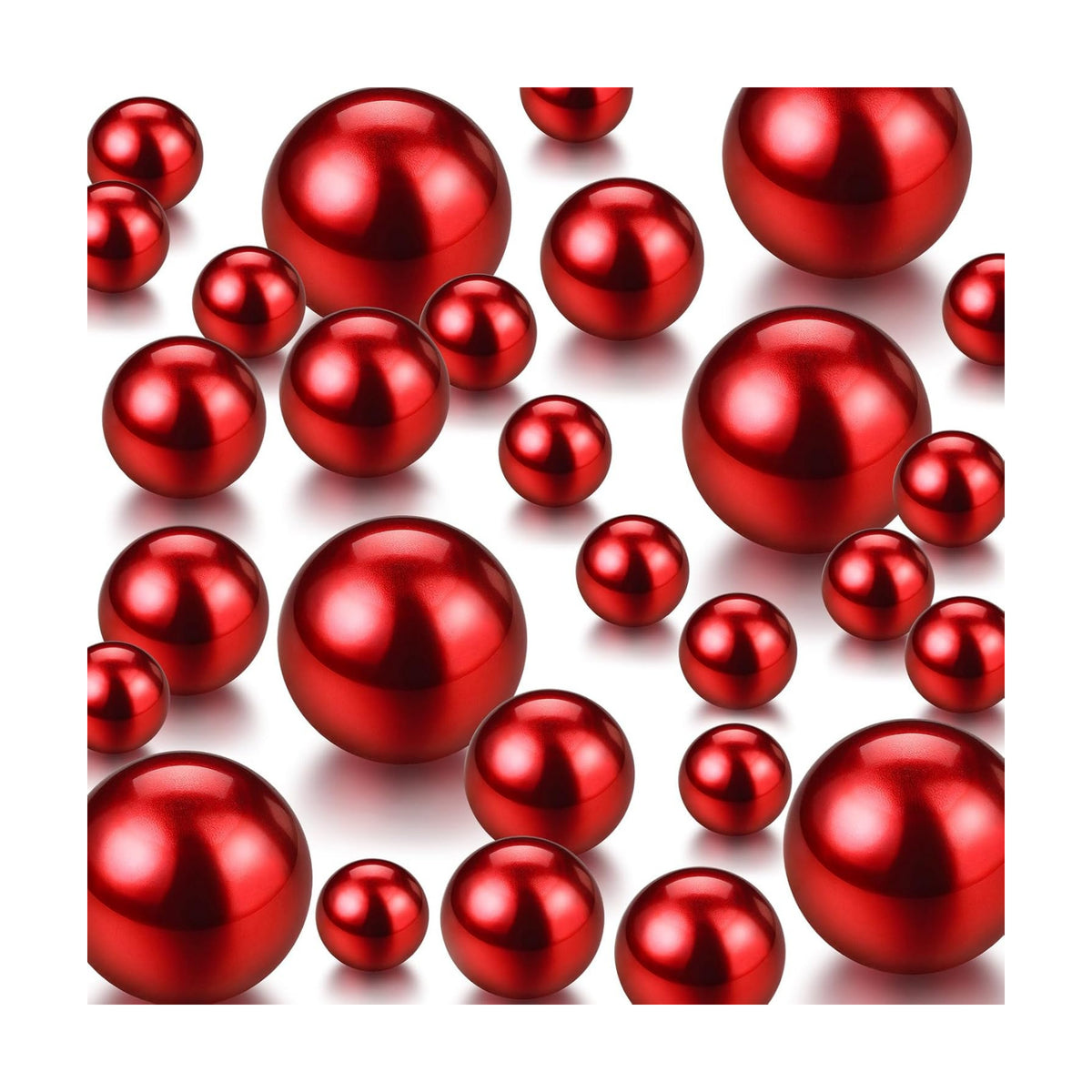 Junkin 300 Pcs Faux Pearl Vase Filler No Hole Beads, Red