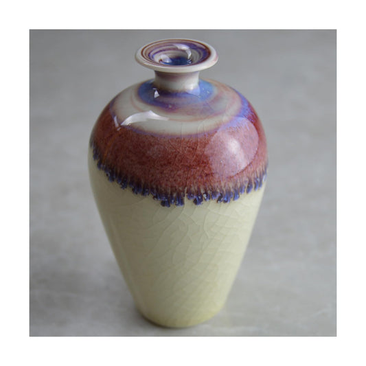 Glazed Porcelain Mini Tiny Vase Ceramic Mini Crackle Ice Pattern for Decoration / Plum, Clay