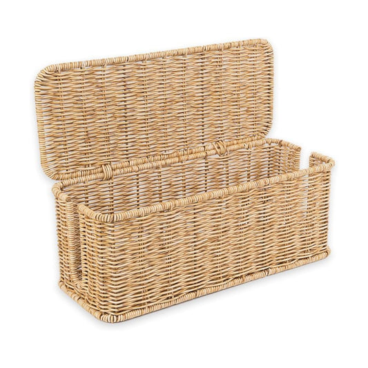 Handmade Rattan Cable Organizer / Natural / Rectangle