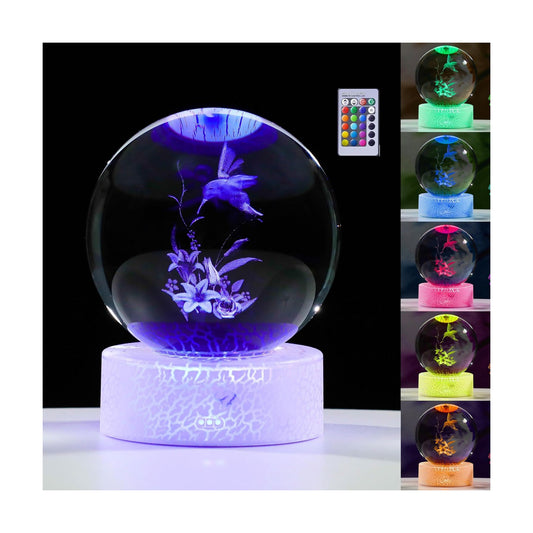 Hummingbird Figurines Decor Glass Animals Figurine Hummingbird / 80mm-hummingbird with Lily