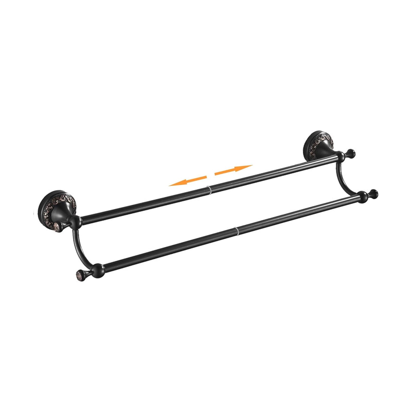 Oil Rubble Bronze Brass Double Towel Bar, Adjustable 15.5 to 27.5 Inch Bath Towel Bar Rack for Bathroom Towel Holder