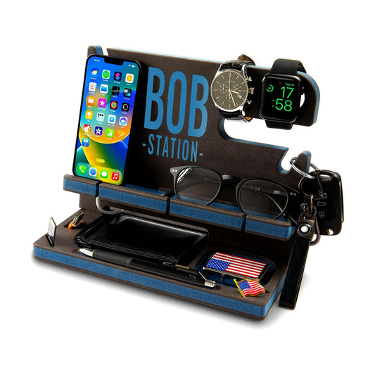 GRETAOTO Wooden Docking Station for Cell Phone, Tablet, Wallet, Gadgets, Watch, Keys, Accessories, Essentials Desk