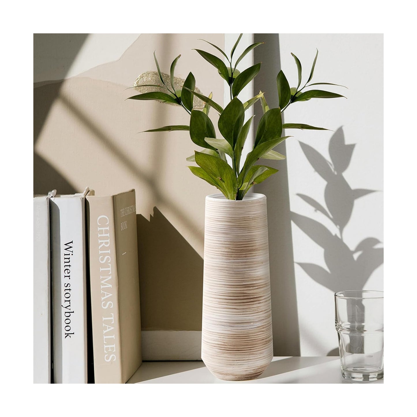 Ceramic Pampas Grass Vase in Minimalist / Cylindrical-white-13 / 13 Inch