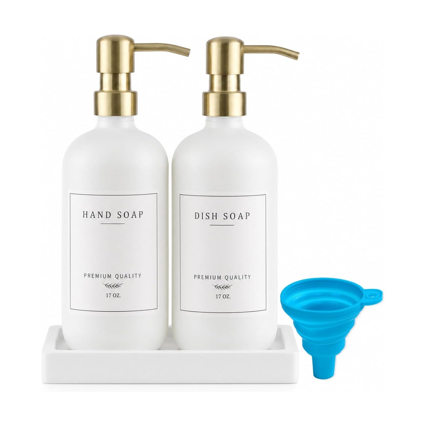 Thick Glass Soap Dispenser - Kitchen Dish Hand Soap Dispenser Set,Rustproof Pump Soap Lotion Dispenser Bathroom with
