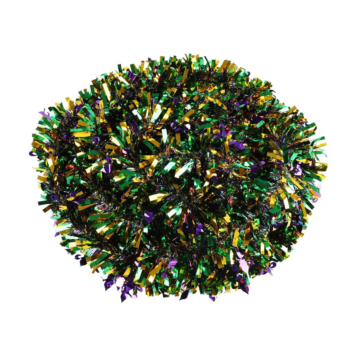 FOIMAS 33FT Mardi Gras Tinsel Garland,Green Purple Green Twisted Metallic Hanging Garland for Mardi Gras Parade Tree Fireplace Home Decoration