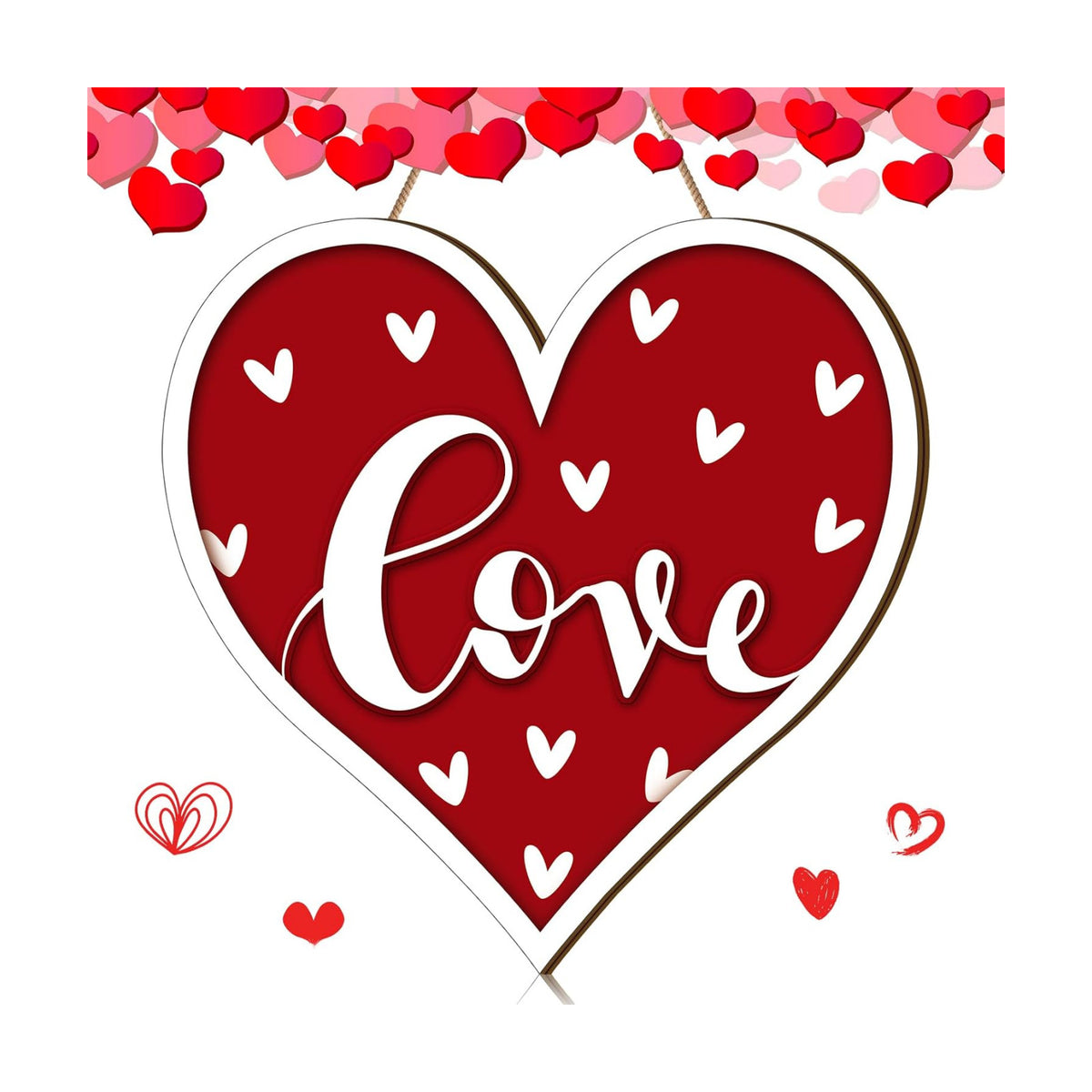 Boao Welcome Valentine's Day Wooden Door Hanging Sign Decor