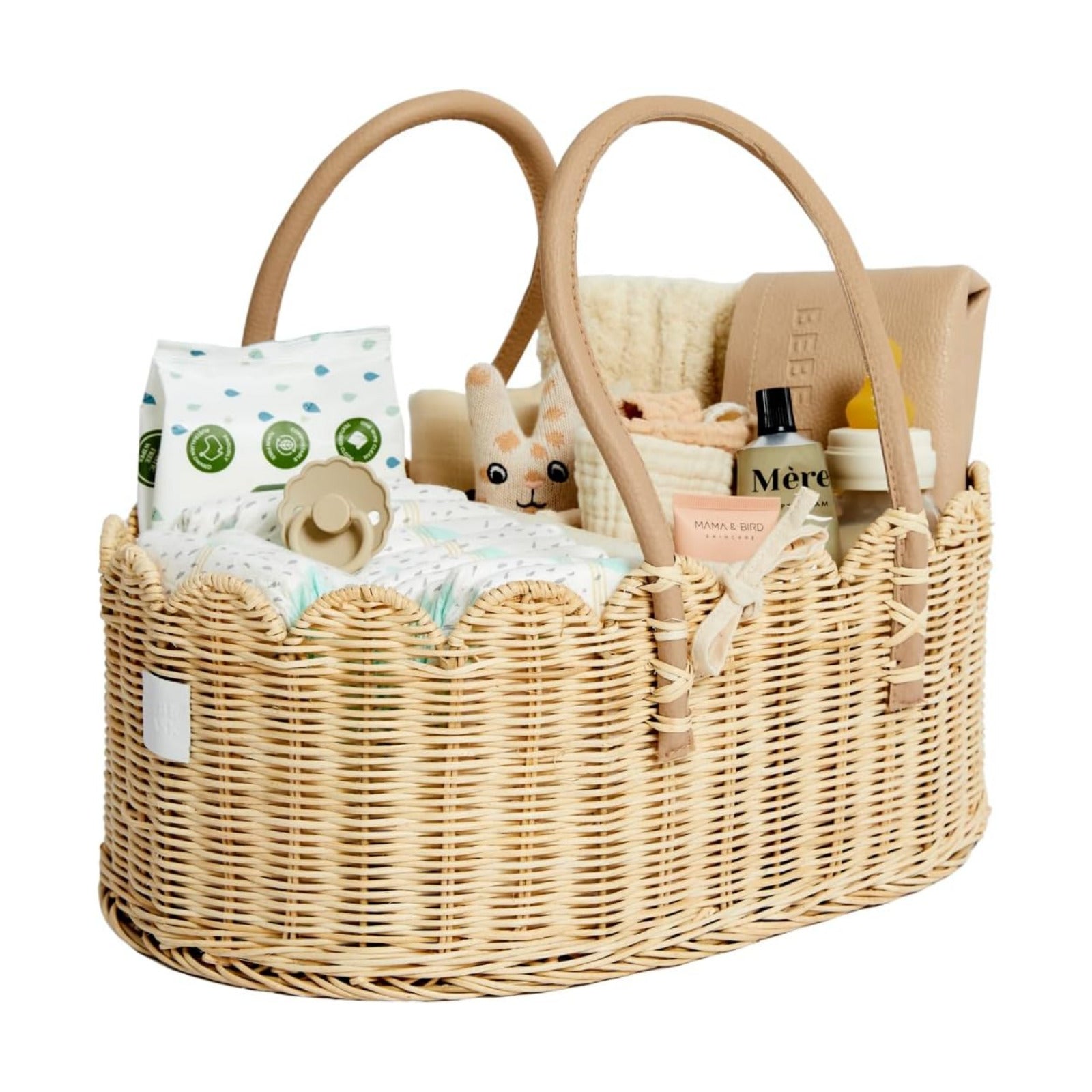 Handmade & Award-Winning Scalloped Rattan Basket / Natural