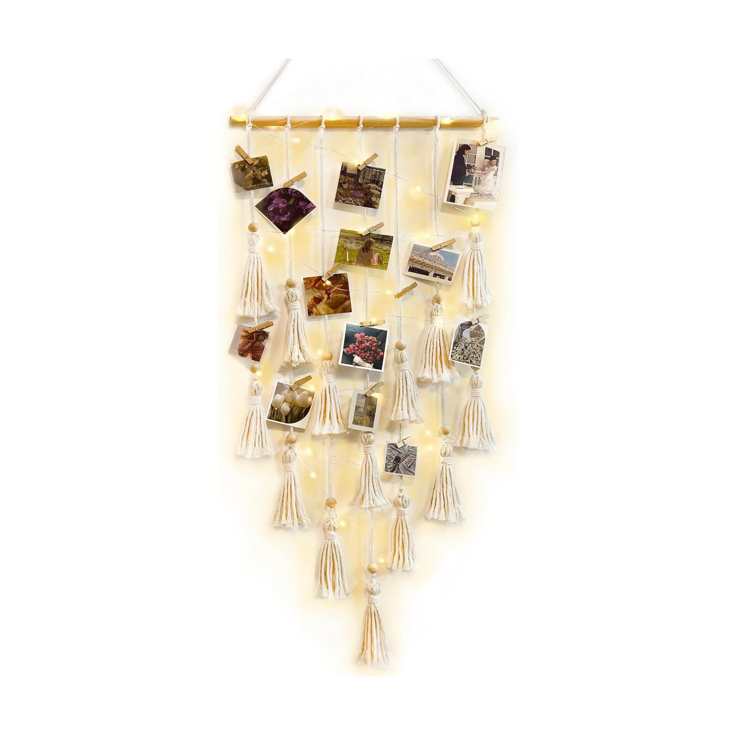 Picture Holder / Macrame Hanging Photo Display / White