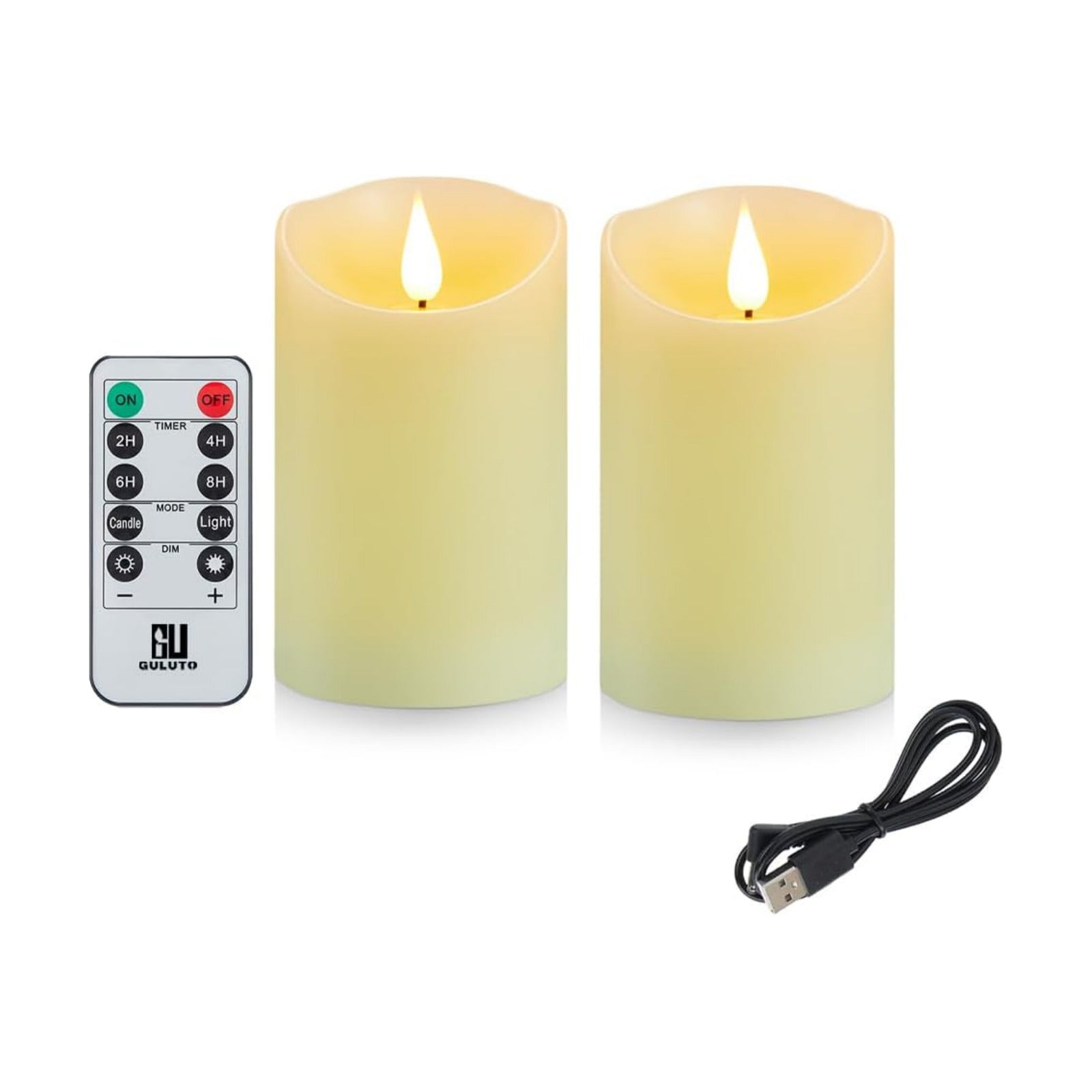 Flameless Candles with Rechargeable Battery, 3" x 4", Set of 2, Electronic Candles with Remote and Timer, led Pillar