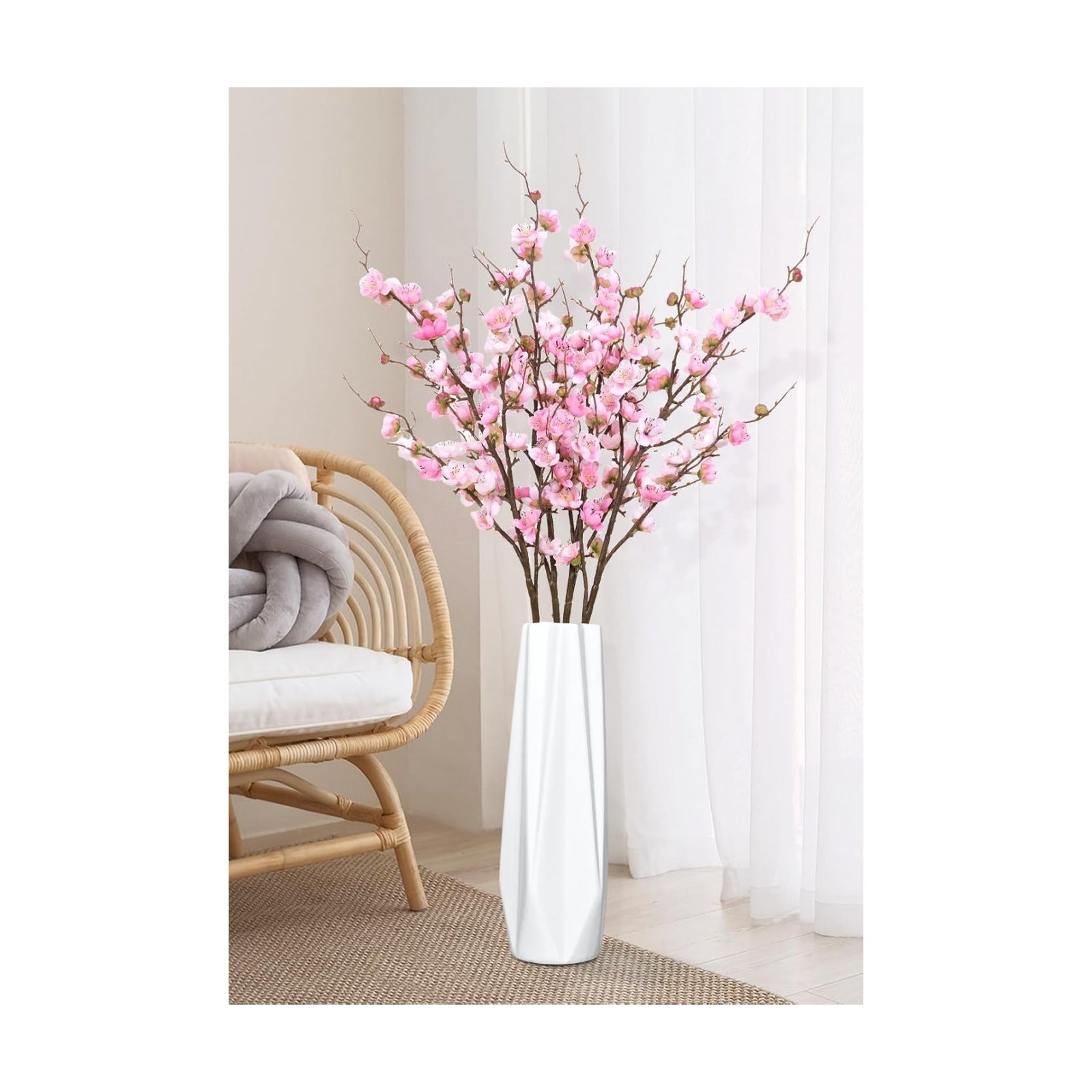36'' Long Stem Artificial Flowers for Tall Vase / Pink / Set of 4